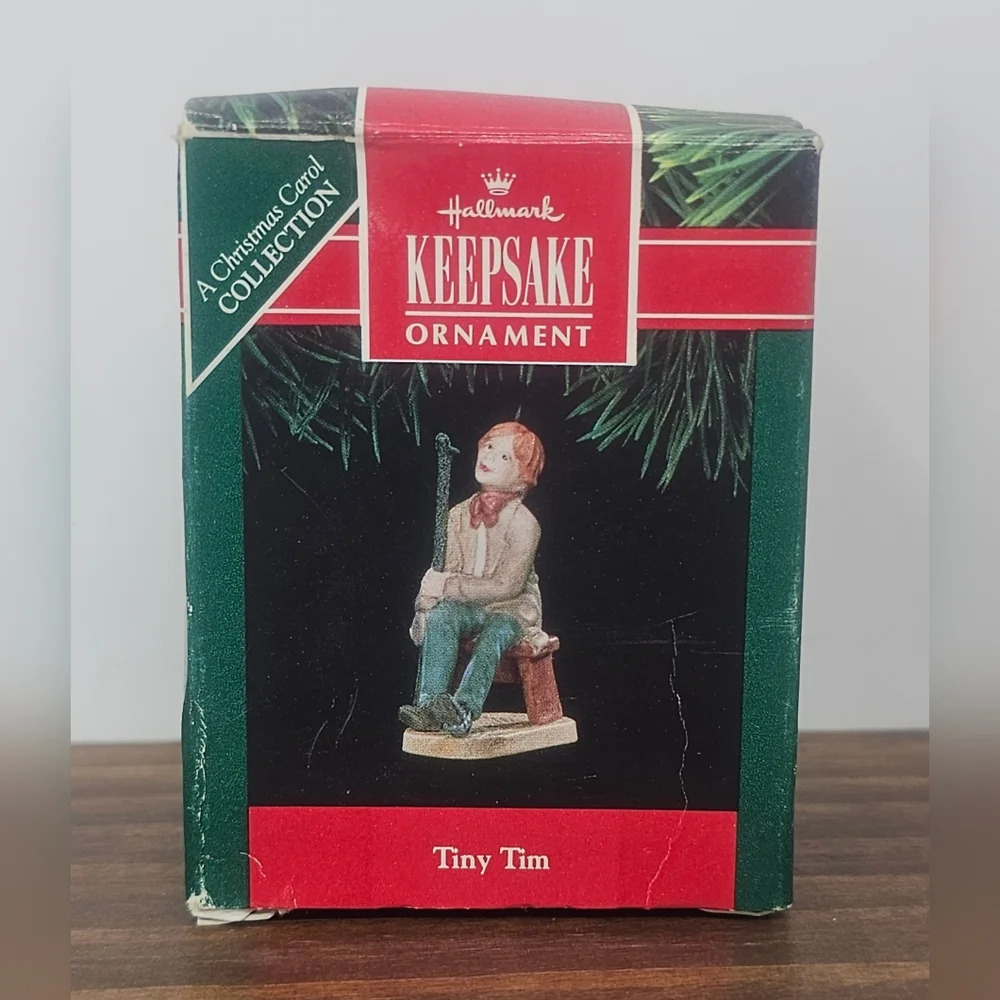 Vintage Hallmark 1991 Tiny Tim A Christmas Carol Porcelain Keepsake Ornament